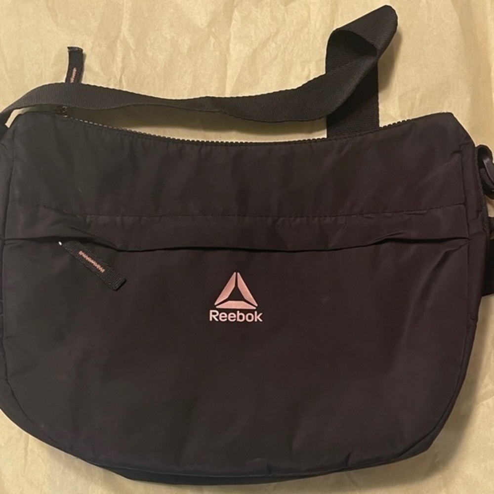 Reebok Black Crossbody Bag with Pink Logo